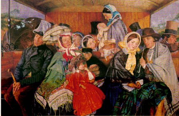 Painting showing a railway carriage in Victorian era by Charles Rossiter