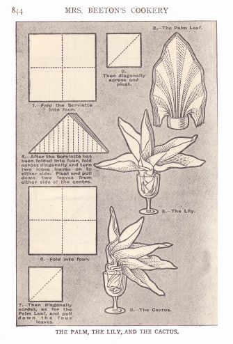 beeton napkin folding lily illustration