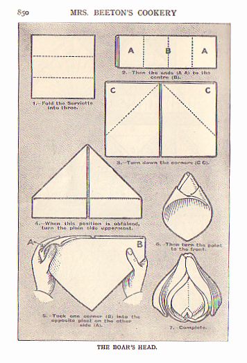 beetons napkin folding boarshead