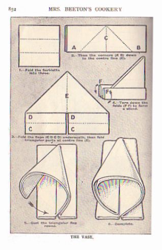 beetons napkin folding vase
