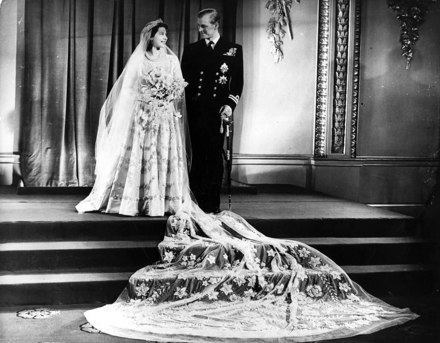Queen Elizabeth II's Ceremonial Wedding Dress and Robes Designed by