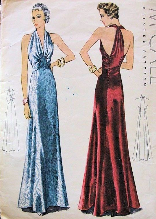 1930s halter neck evening gown