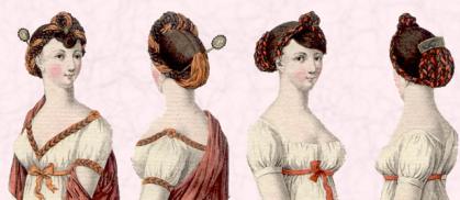 regency era fashion Hairstyles of 1804 and hair jewellery comb and accessories