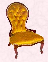 Yellow victorian balloon back chair