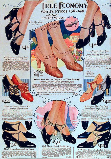1920s Mary Jane ankle strap button shoe advertisement 1920s fashion history