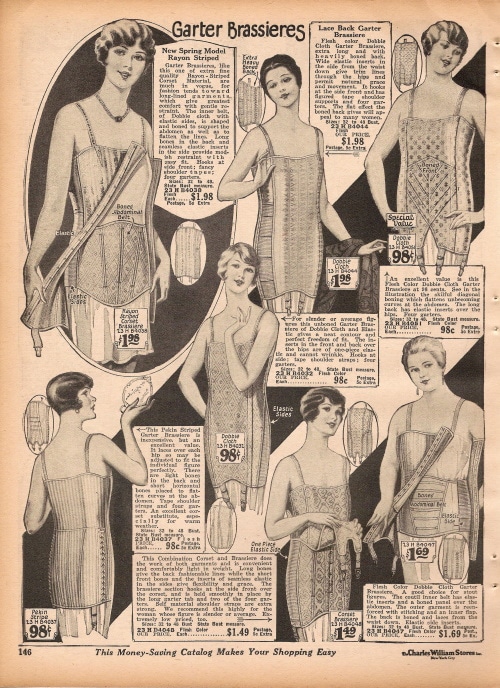 1920s fashion history 1927 bra lingerie corselette garter brassiere