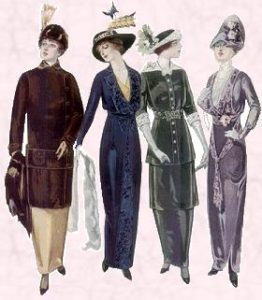 four ladies in slimmer Edwardian fashion