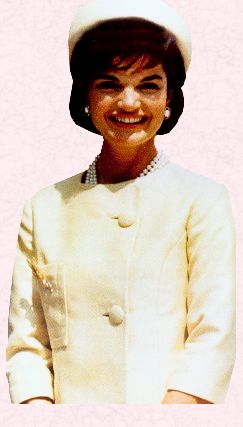 Jackie Kennedy in the early 1960s wearing her trademark pill box hat and three quarter sleeves.
