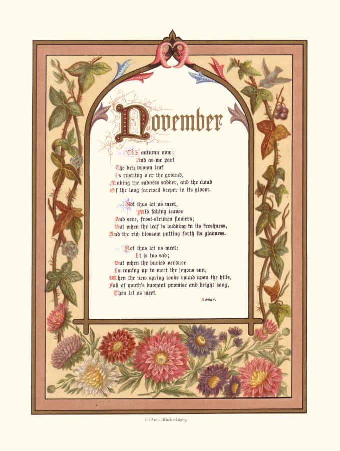 november Poem calligraphy from Princess Beatrice