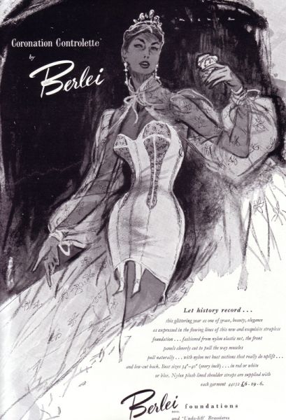 A glorious 1953 Berlei model of a corselete. Coronation Controlette by Berlei 1953.