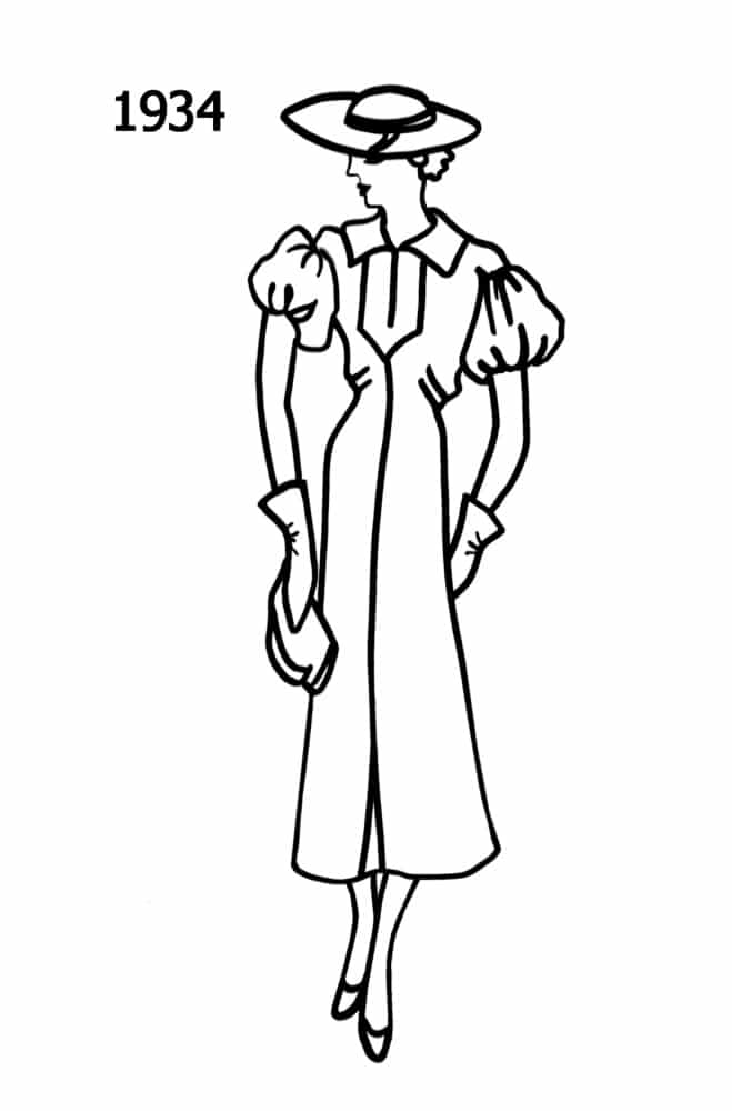 1934 dress puff silhouettes