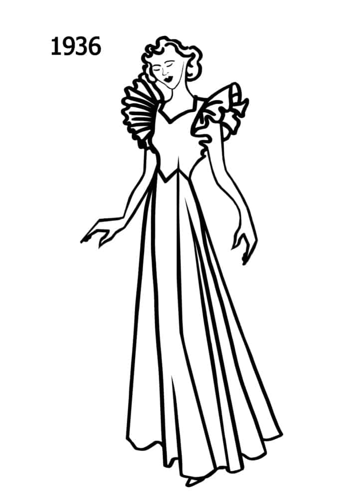 1936 dress organdie silhouettes