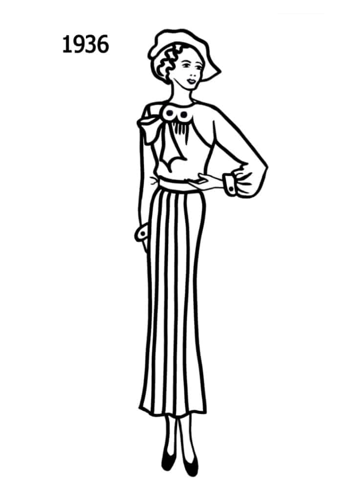 1936 dress pleat silhouettes