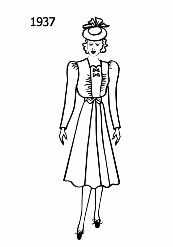 1937 dress placket silhouettes