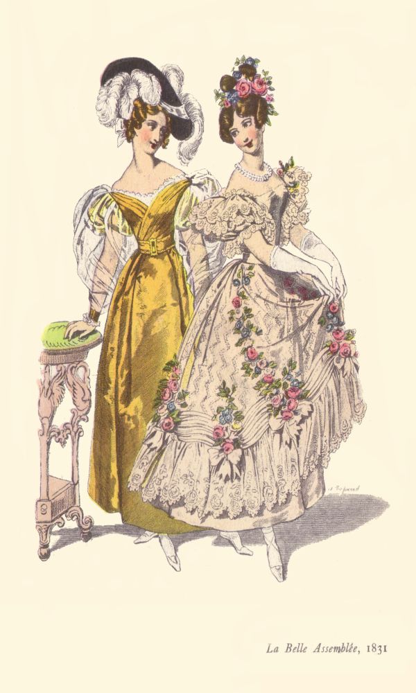 1831-laver-yellow-dinner-and-ball-dress-fashion-plate