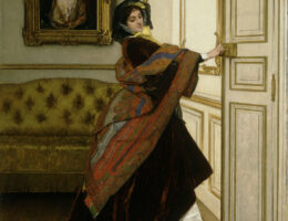 A woman wearing a cashmere shawl