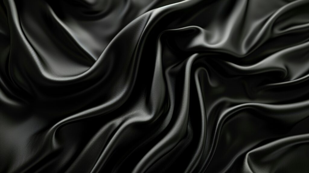 Close-up of glossy black latex material with reflective folds